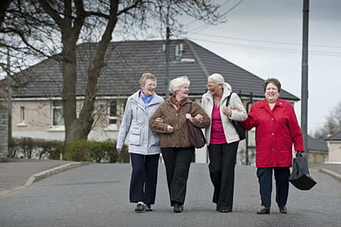 Four ladies walking