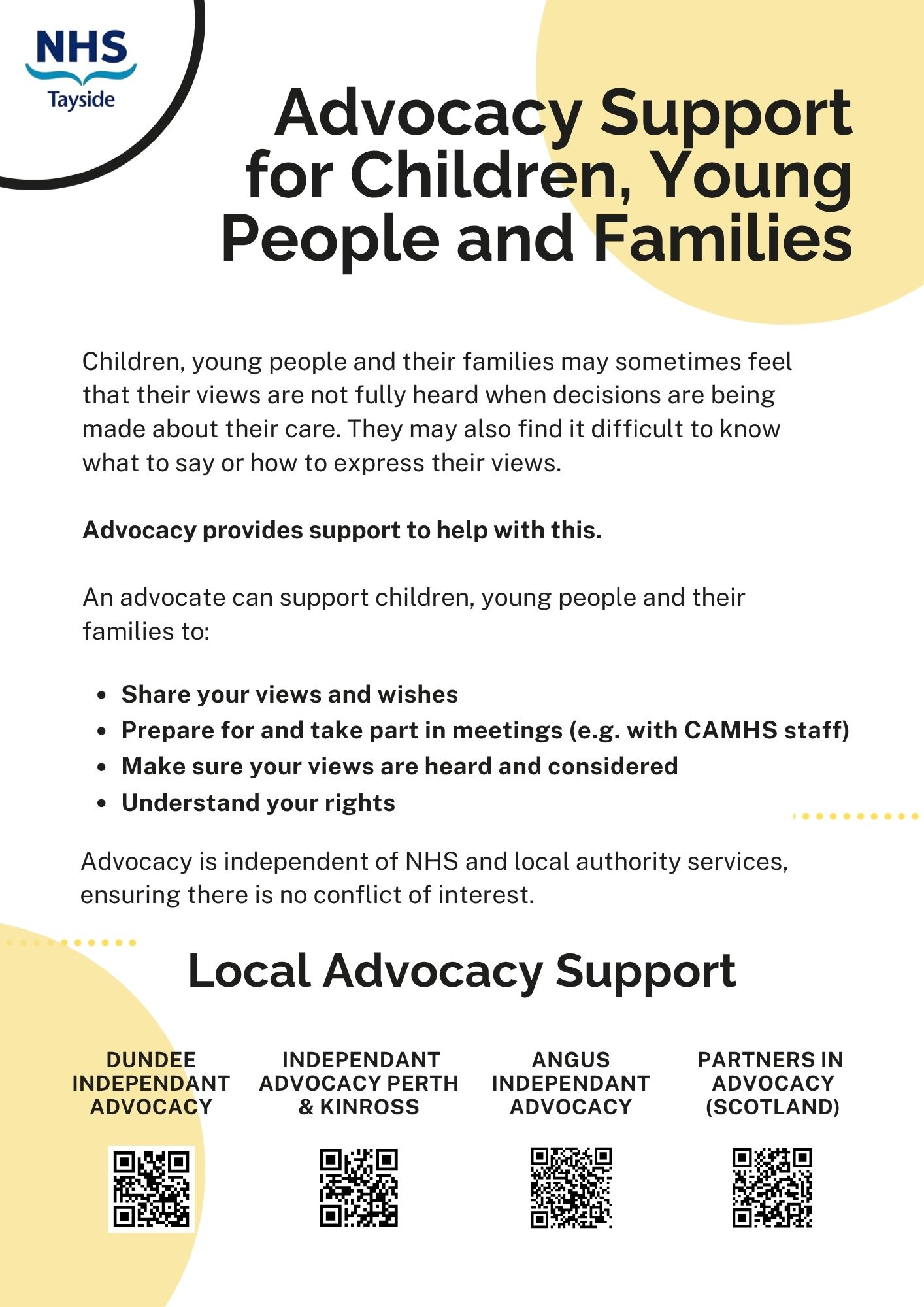 Advocacy NHS Tayside Poster
