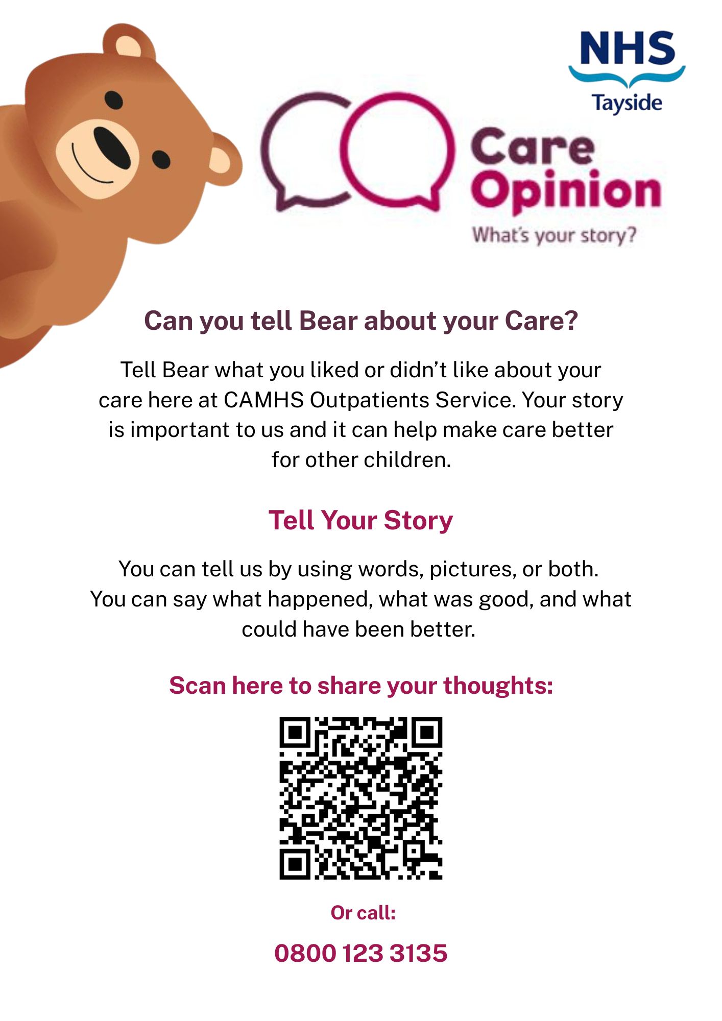 Care bear Opinions NHS Tayside Poster